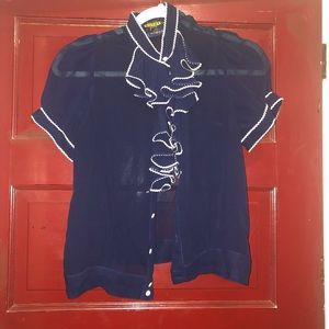 Ralph Lauren rugby ruffle front blouse
